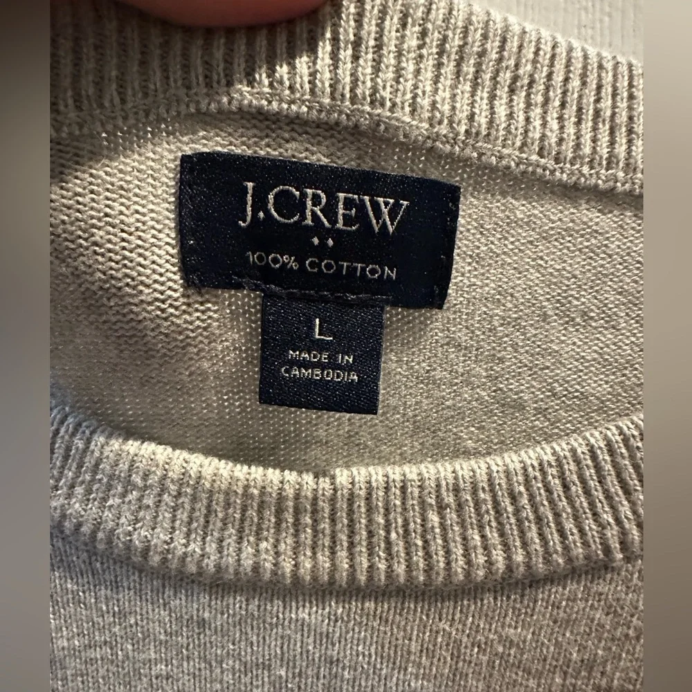 J. Crew Mens Cotton Crewneck Sweater Tee Heather Gray Large‎